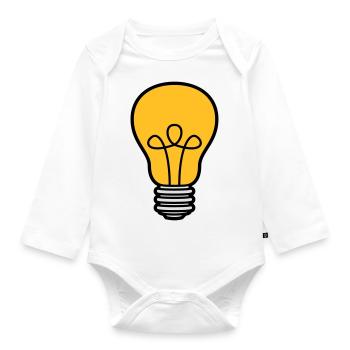 ampoule lumière électricité idée pensée intelligente loes - Body Bébé bio manches longues - blanc - Devant