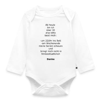 30+ - Organic Longsleeve Baby Bodysuit - white - Front