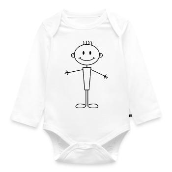 boy - Organic Longsleeve Baby Bodysuit - white - Front