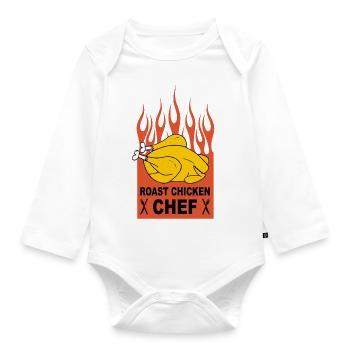 roast chicken chef - Organic Longsleeve Baby Bodysuit - white - Front
