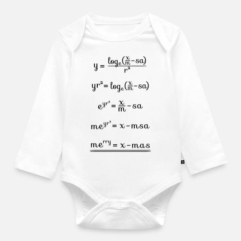 Formule cadeau Noël Nerd Geek Math Noël - Body Bébé bio manches longues - blanc