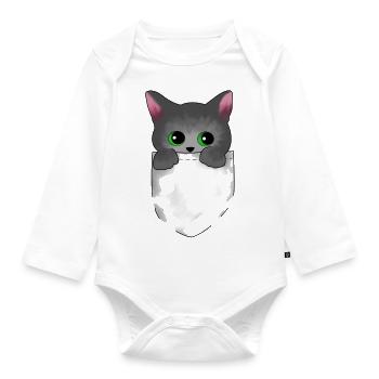 Baby Cat Persian Burma - Organic Longsleeve Baby Bodysuit - white - Front