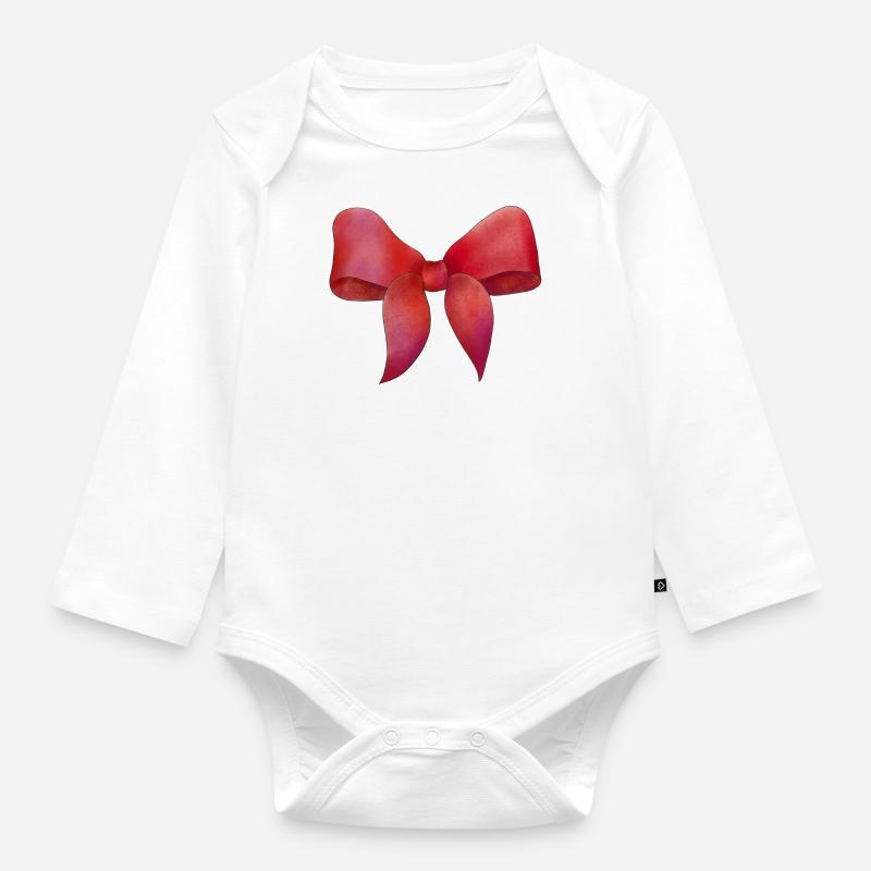 Schleife Rot Karneval - Baby Bio-Langarm-Body - Weiß