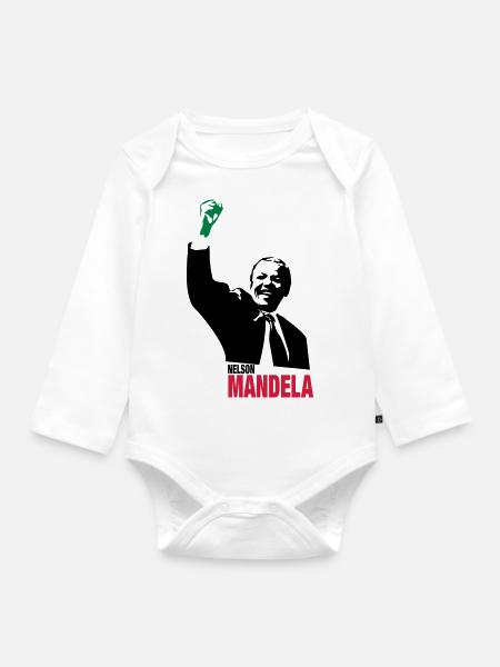 Nelson Mandela - Baby Bio-Langarm-Body - Weiß