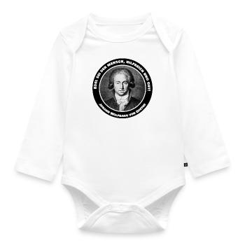 Goethe quote saying Classy Noble helpful and good - Organic Longsleeve Baby Bodysuit - white - Front