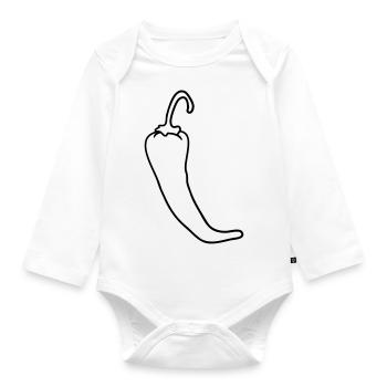 Chili chilli peppers hot hot - Organic Longsleeve Baby Bodysuit - white - Front