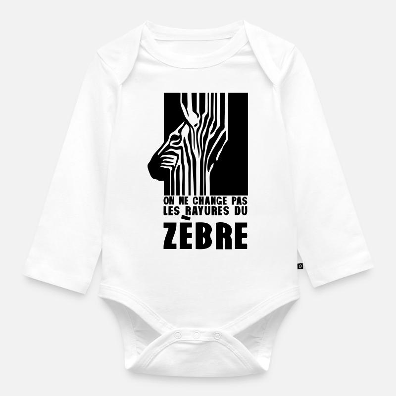 on ne change pas les rayures du zebre - Body Bébé bio manches longues - blanc