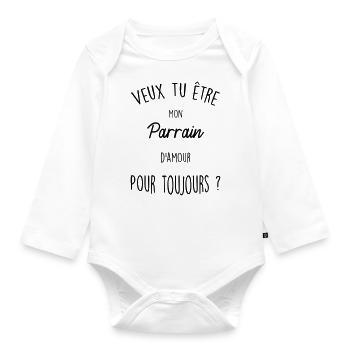 veux tu e tre mon parrain d amour - Body Bébé bio manches longues - blanc - Devant