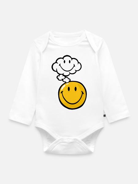 Smiley Thought - Baby Bio-Langarm-Body - Weiß