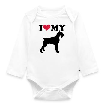 schnauzer géant - Body Bébé bio manches longues - blanc - Devant