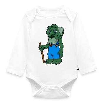 troll lieb alt stock cartoon lustig spitzohr maerc - Baby Bio-Langarm-Body - Weiß - Vorne
