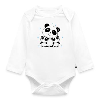 Big Cousin Of Twins - Cute Panda Pandas - Organic Longsleeve Baby Bodysuit - white - Front