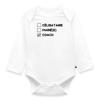 Coach / Coaching / Trainer / Sport - Baby Bio-Langarm-Body - Weiß - Vorne