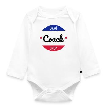 Coach / Coaching / Trainer / Sport - Baby Bio-Langarm-Body - Weiß - Vorne