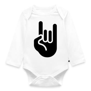 rock hand - Organic Longsleeve Baby Bodysuit - white - Front