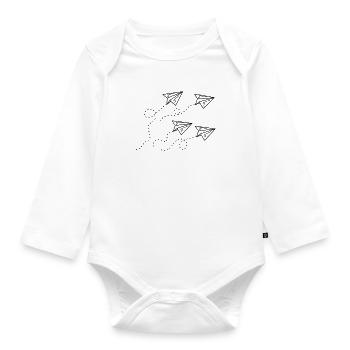 Paper airplane drawing - Organic Longsleeve Baby Bodysuit - white - Front