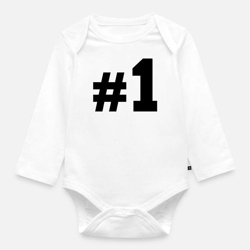Number one - Organic Longsleeve Baby Bodysuit - white