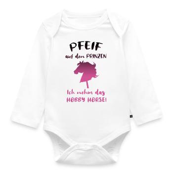 Hobby Horsing Hobby Horse Pferd Reiten Mädchen - Baby Bio-Langarm-Body - Weiß - Vorne
