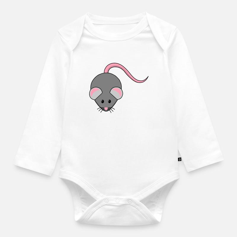 Maus - Baby Bio-Langarm-Body - Weiß