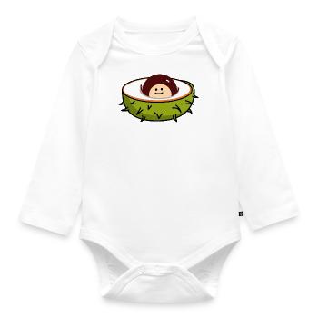 Kastanie Baby - Baby Bio-Langarm-Body - Weiß - Vorne