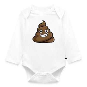 Poop Cartoon - Organic Longsleeve Baby Bodysuit - white - Front
