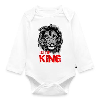 Roi Lion Afrique Papa cool "je suis le roi" - Body Bébé bio manches longues - blanc - Devant