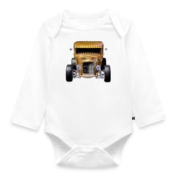 Car - Classic car - Organic Longsleeve Baby Bodysuit - white - Front
