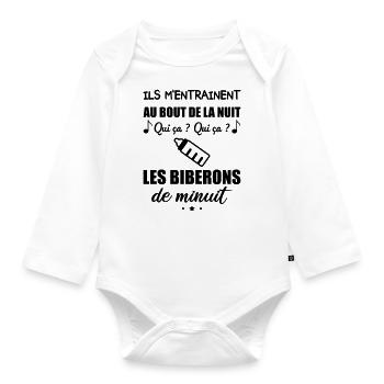 They take me to the end of the night, humor, baby - Organic Longsleeve Baby Bodysuit - white - Front