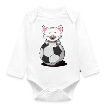 Katze Fußball Kätzchen Babykatze weiße Katze cat - Baby Bio-Langarm-Body - Weiß - Vorne