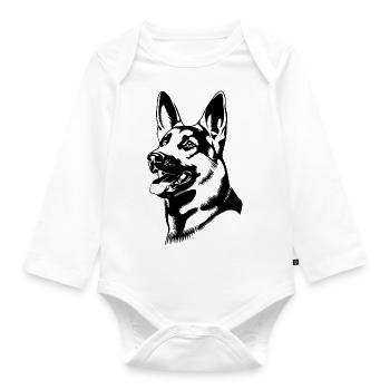 German Shepherd - Organic Longsleeve Baby Bodysuit - white - Front