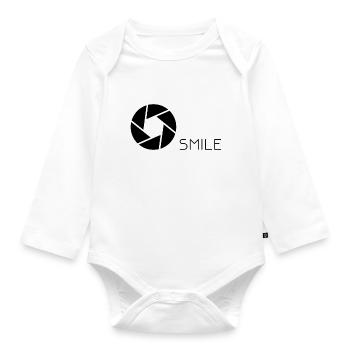 Smile photographer lens - Organic Longsleeve Baby Bodysuit - white - Front