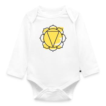 CHAKRA Manipura - Baby Bio-Langarm-Body - Weiß - Vorne