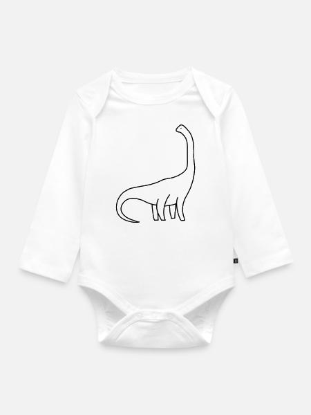 Dino - Baby Bio-Langarm-Body - Weiß