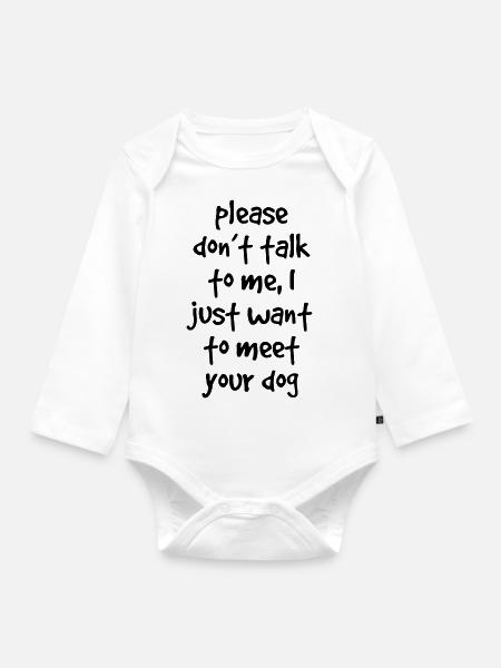Cita para perros - Langærmet babybody, økologisk bomuld - hvid