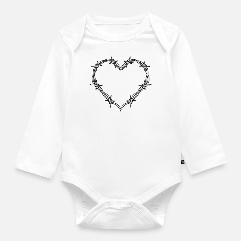 Herz - Stacheldraht Herz - Baby Bio-Langarm-Body - Weiß