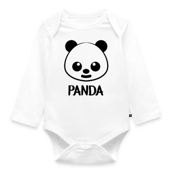 panda - Organic Longsleeve Baby Bodysuit - white - Front