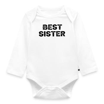 Best Sister Big Little Sister Birthday Cool - Organic Longsleeve Baby Bodysuit - white - Front