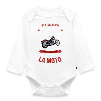 Je vais faire de la moto cadeau motard humour moto - Body Bébé bio manches longues - blanc - Devant