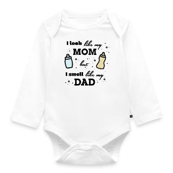 Baby Funny Birth Gift Humor New Parents - Organic Longsleeve Baby Bodysuit - white - Front