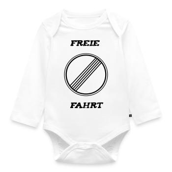Freie Fahrt Verkehrschild T-Shirt - Baby Bio-Langarm-Body - Weiß - Vorne
