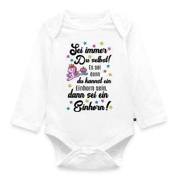 Einhorn lustig Einhörner lustige Sprüche Mädchen - Baby Bio-Langarm-Body - Weiß - Vorne