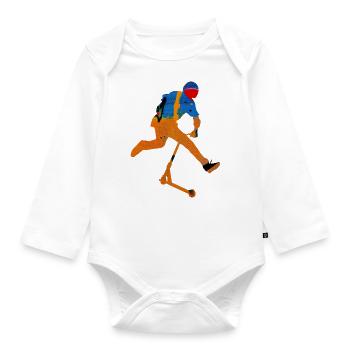 trottinette freestyle - Body Bébé bio manches longues - blanc - Devant