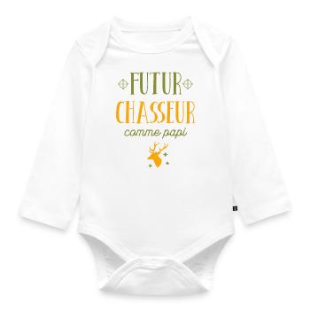 futur chasseur comme papy - Body Bébé bio manches longues - blanc - Devant
