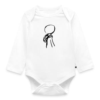 Junge Figur - Baby Bio-Langarm-Body - Weiß - Vorne