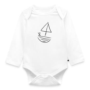 Boot Wasser - Baby Bio-Langarm-Body - Weiß - Vorne