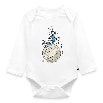 Djenné Wana aime tricoter - Body Bébé bio manches longues - blanc - Devant