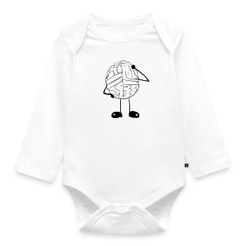 Thinking Brain - Organic Longsleeve Baby Bodysuit - white - Front