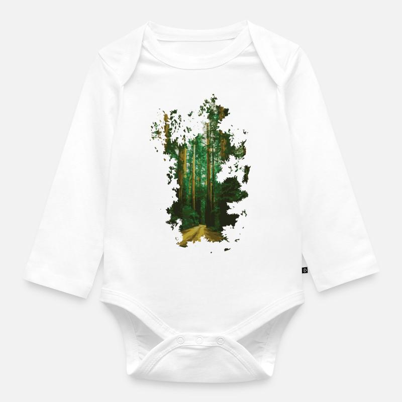 FOREST - Organic Longsleeve Baby Bodysuit - white