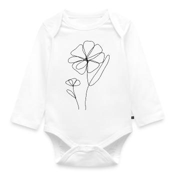 zwei one line Blumen - Baby Bio-Langarm-Body - Weiß - Vorne