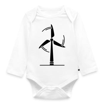 Windrad Silhouette - Baby Bio-Langarm-Body - Weiß - Vorne